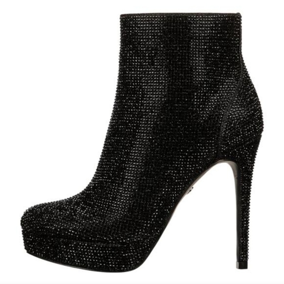 Thalia Sodi brand black rhinestone bling ankle boots w/stiletto heel size 9 NEW - Picture 2 of 7